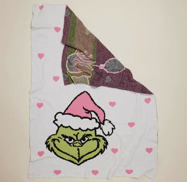 Multi Heart Grinchy Throw Blanket